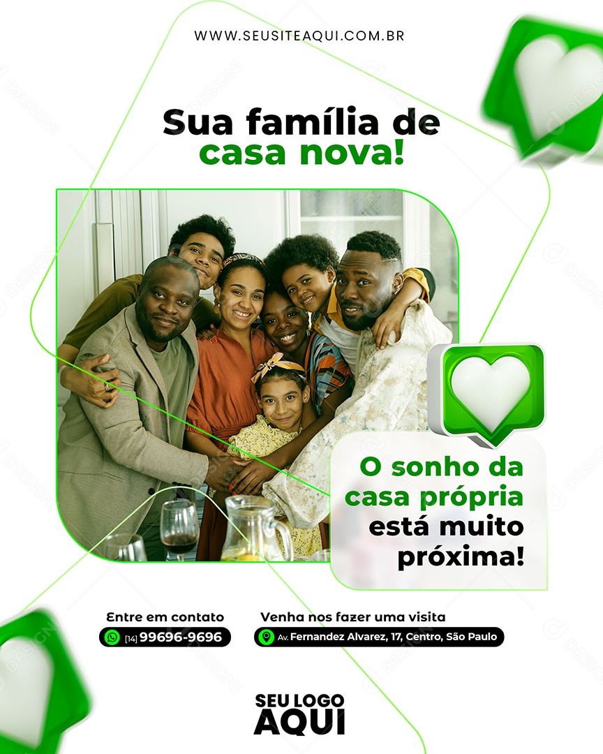 Social Media Sua Família De Casa Nova Imobiliária PSD Editável
