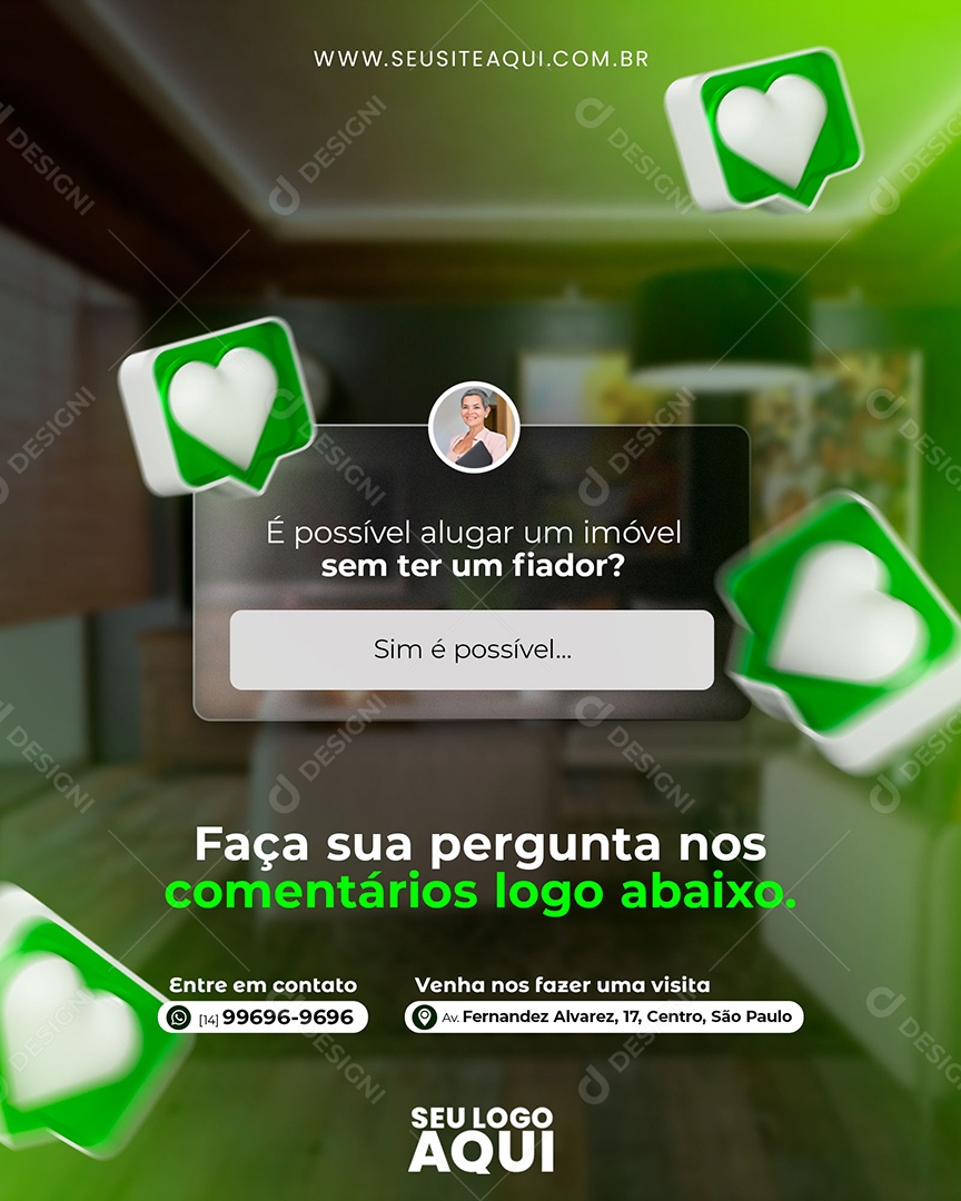 Caixa De Pergunta imobiliária Social Media PSD Editável