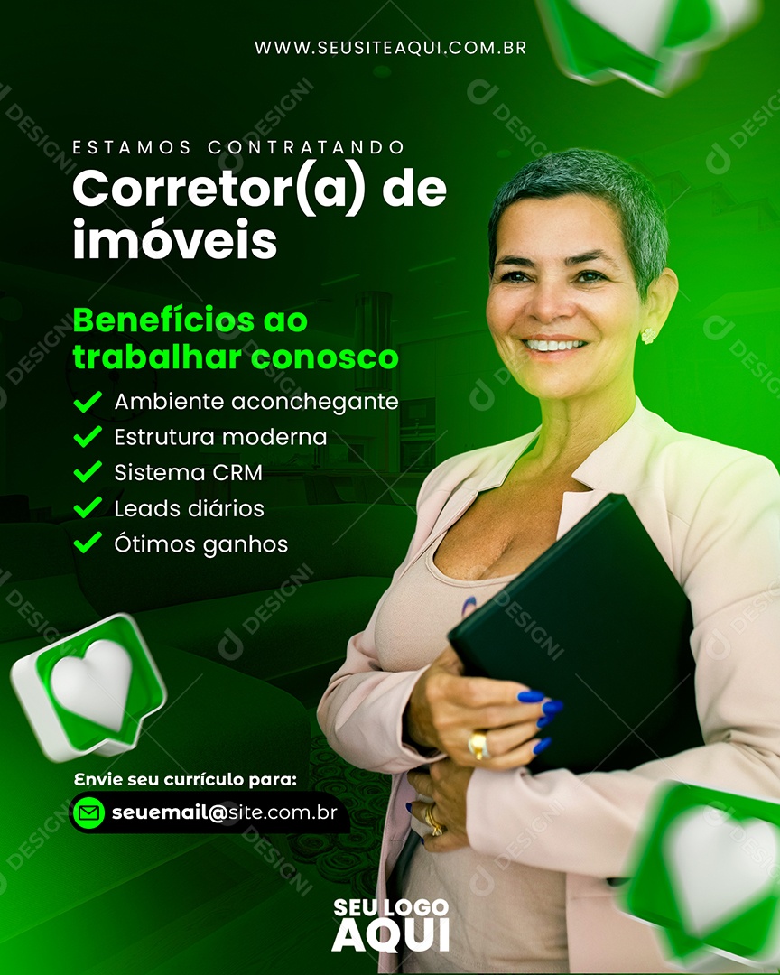 Social Media Estamos Contratando Corretor De imóveis PSD Editável