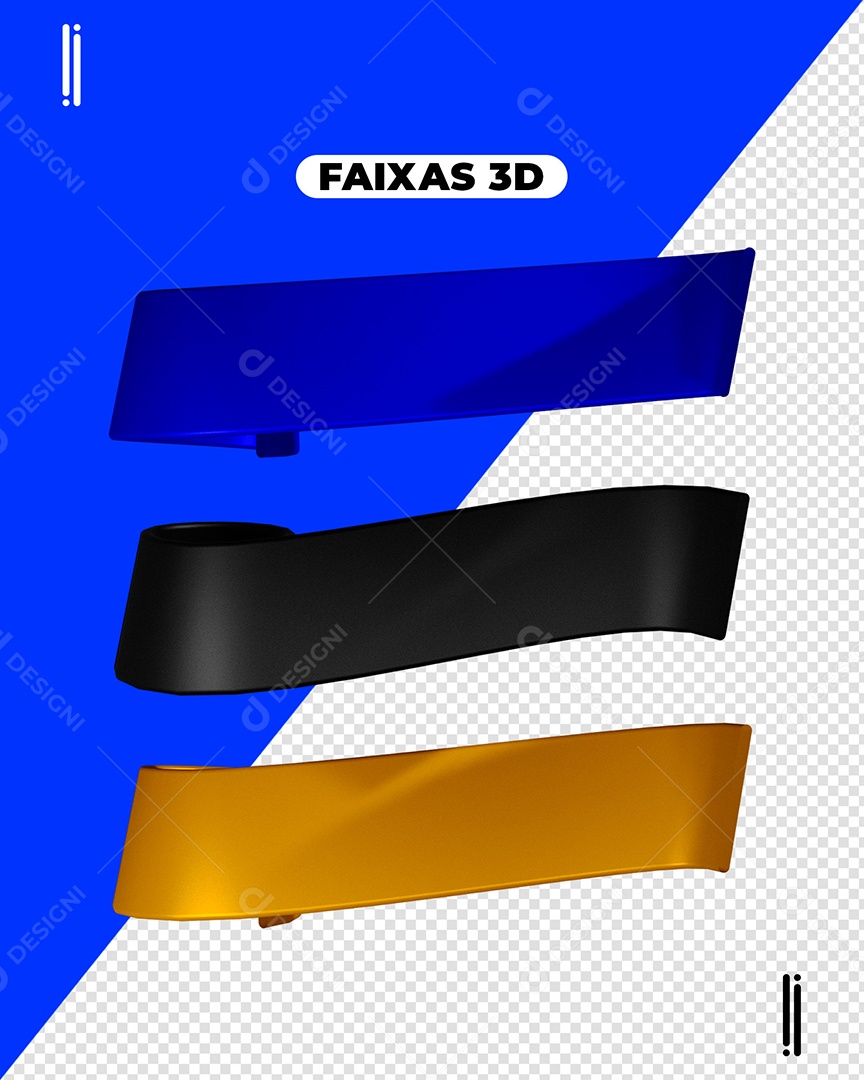 Faixas Coloridas Elemento 3D Para Composição PSD