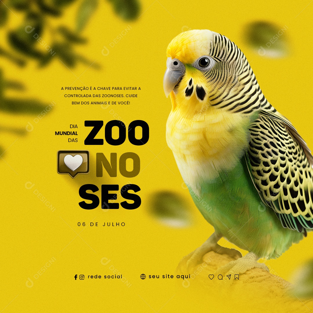 A Prevenção é a Chave Para Evitar A Controlada Dia Mundial Das Zoonoses Social Media PSD Editável