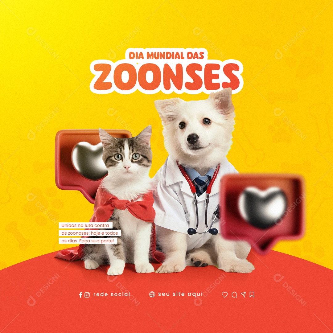 Unidos Na Luta Contra Dia Mundial Das Zoonoses 06 De Julho Social Media PSD Editável
