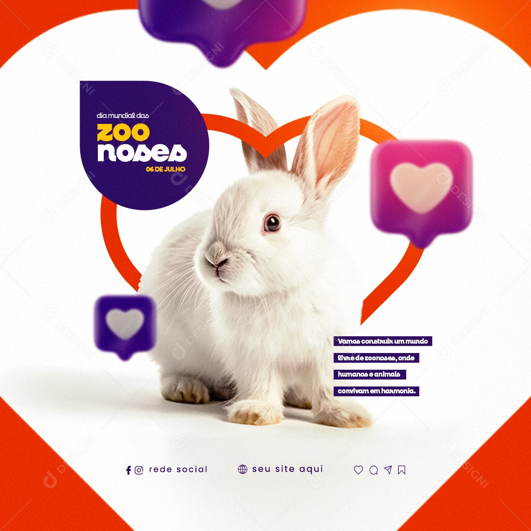 Vamos Construir Um Mundo Livre Dia Mundial Das Zoonoses Social Media PSD Editável