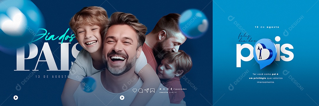 Ter Você Como Pai é Um Privilégio Que Valorizo Imensamente Feliz Dia Dos Pais Carrossel Social Media PSD Editável