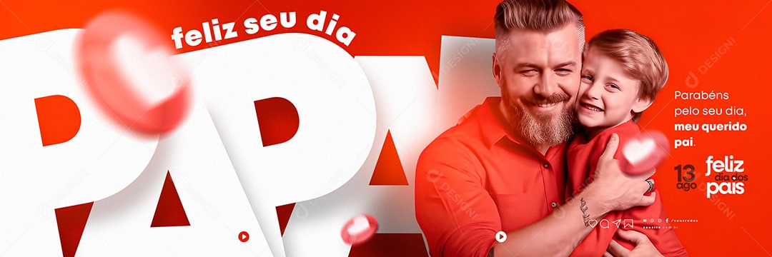Parabéns Pelo Seu Dia Meu Querido Pai Feliz Dia Dos Pais Carrossel Social Media PSD Editável