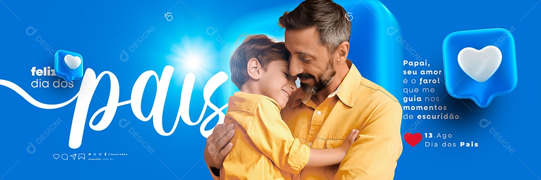 Papai Seu Amor é o Farol Que Me Guia Feliz Dia Dos Pais Carrossel Social Media PSD Editável
