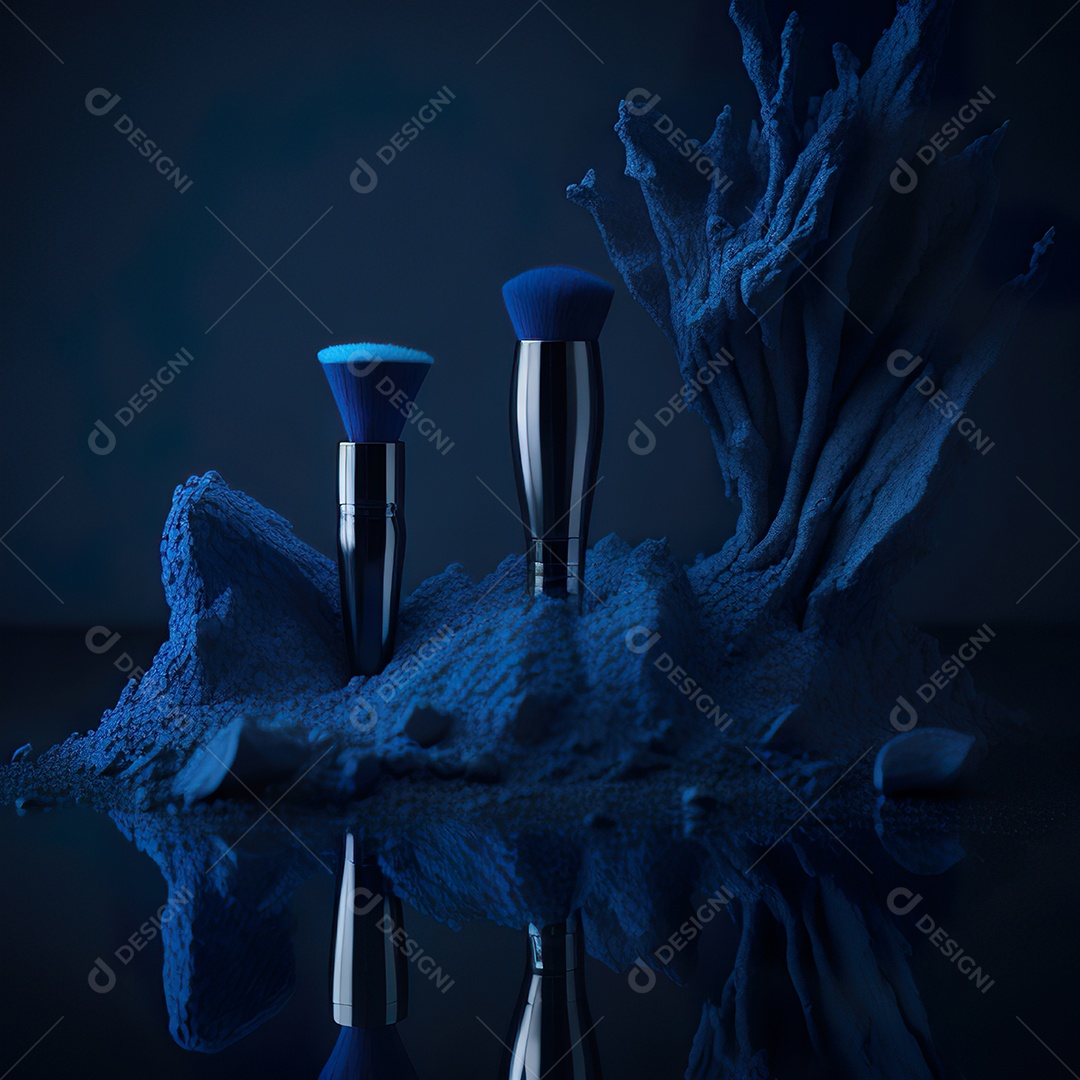 Imagem realista de maquiagens sobre uma mesa