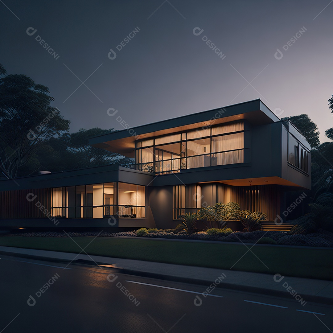 Retrato realista casa sobre bairro