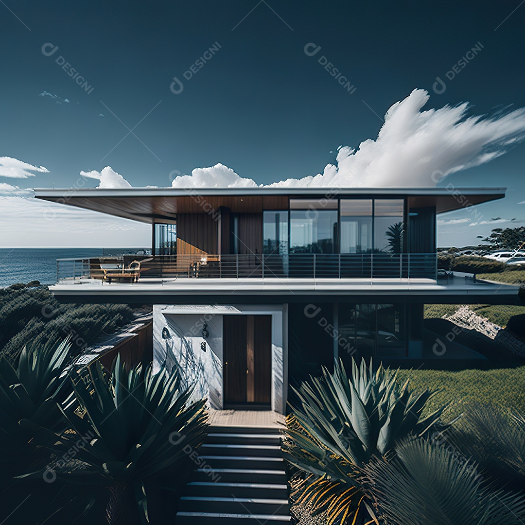 Retrato realista casa sobre floresta