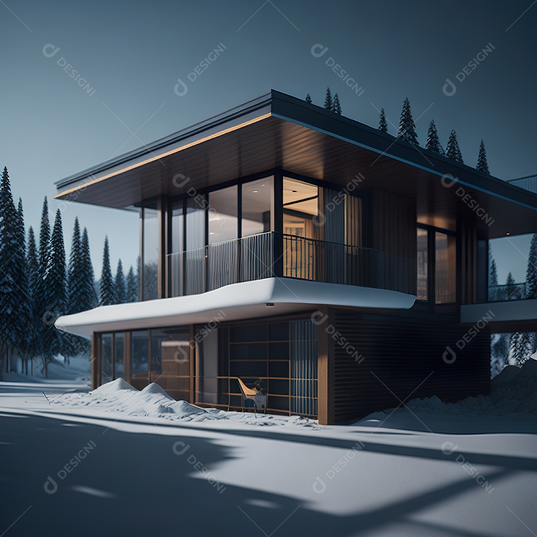 Retrato realista casa sobre floresta