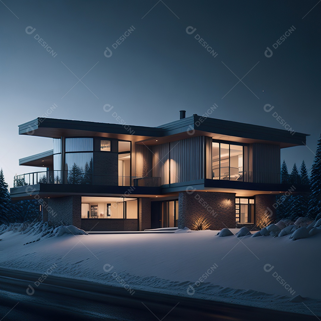 Retrato realista casa sobre bairro