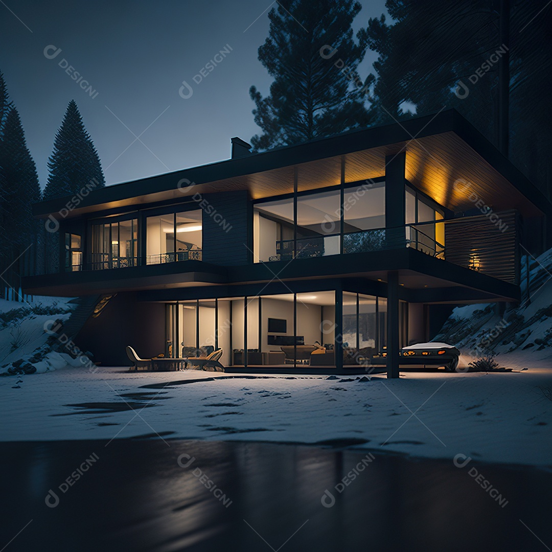 Retrato realista casa sobre bairro