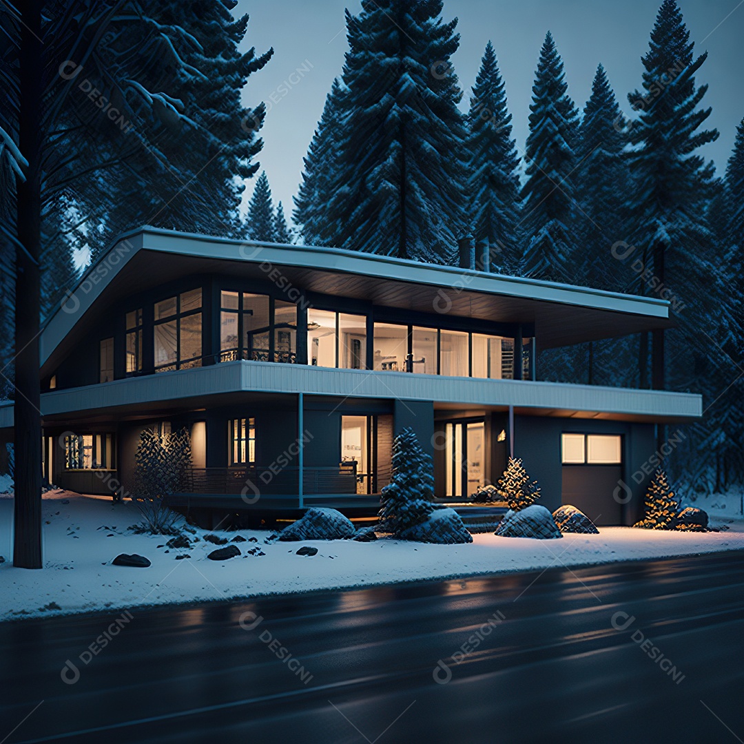 Retrato realista casa sobre bairro