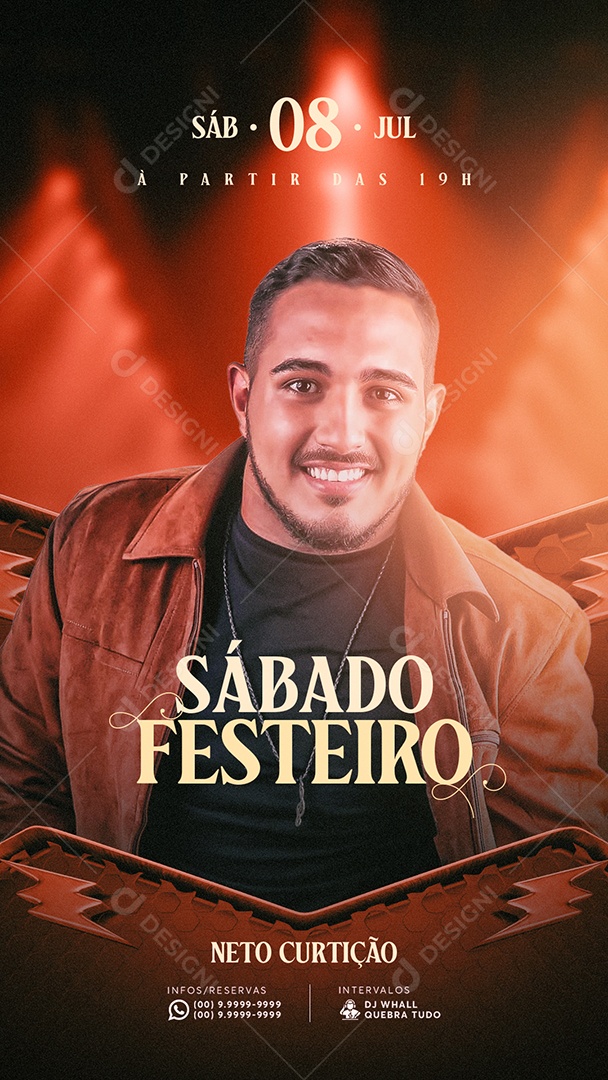 Social Media Flyer Story Sábado Festeiro Neto Curtição PSD Editável