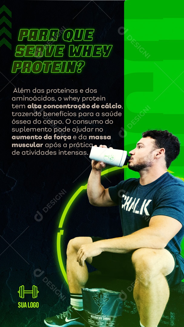 Story Para Que Serve Whey Protein Academia Social Media PSD Editável