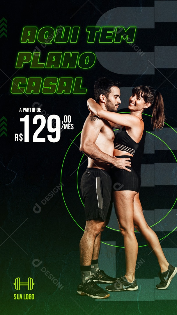 Story Academia Aqui Tem Plano Casal Social Media PSD Editável