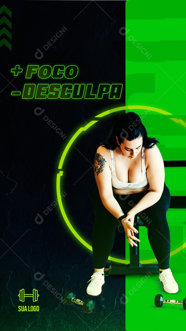 Social Media Story Mais Foco Menos Desculpa Academia PSD Editável