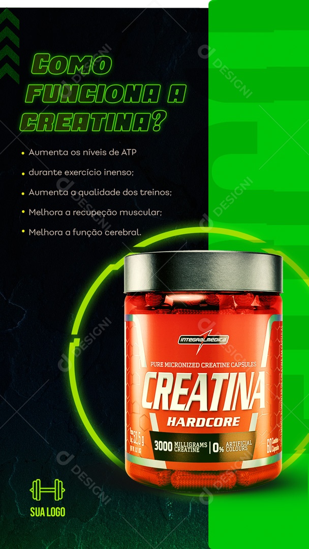 Story Como Funciona a Creatina Academia Social Media PSD Editável