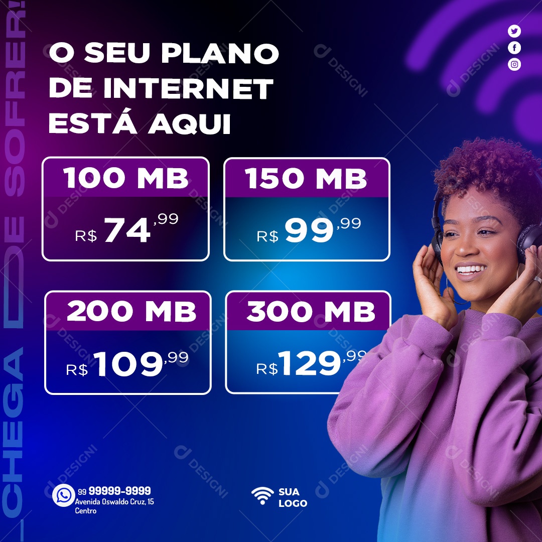 Seu Plano De Internet Está Aqui Social Media PSD Editável