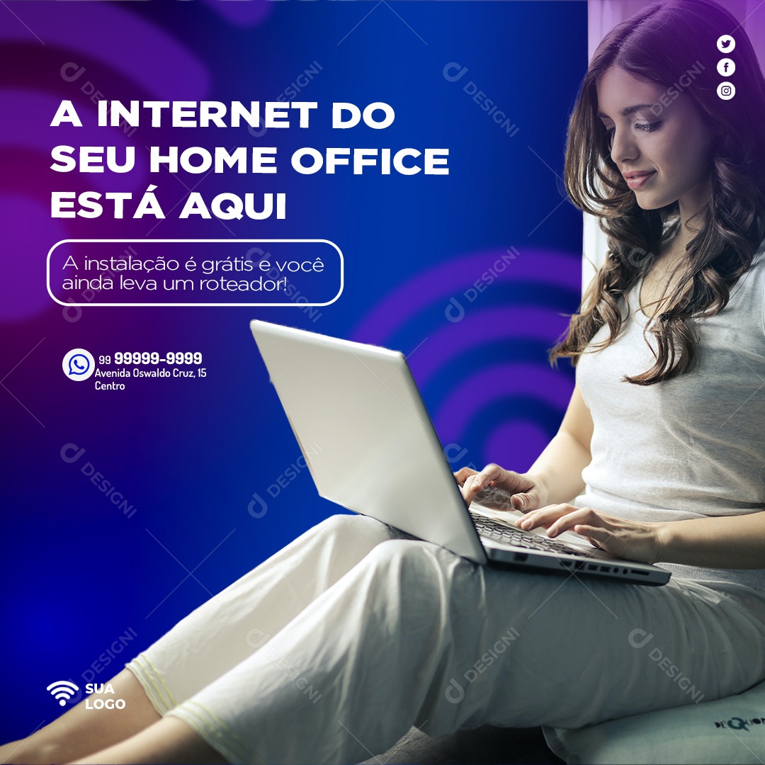 Social Media Feed Seu Home Office Está Aqui PSD Editável