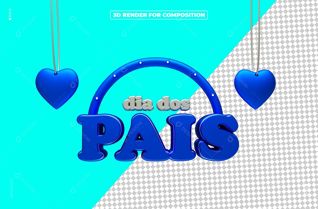 Selo 3D Feliz Dia Dos Pais Para Composição PSD