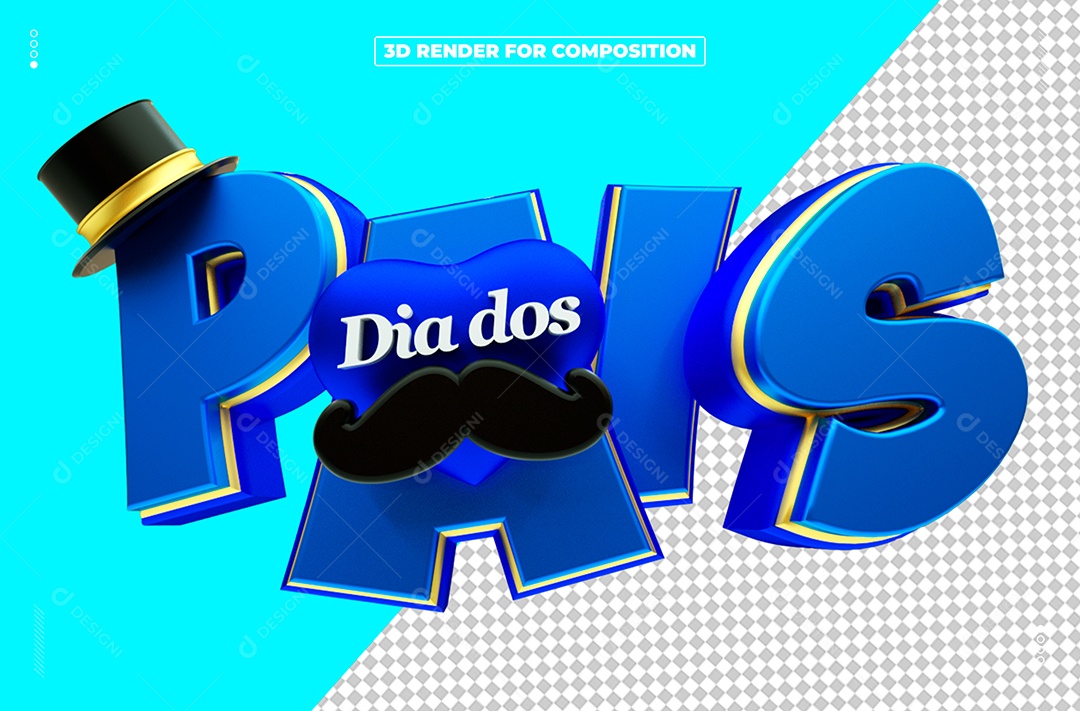 Selo 3D Feliz Dia Dos Pais Para Composição PSD