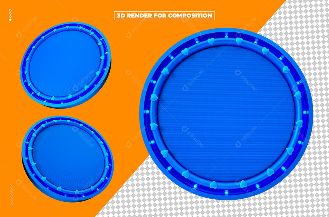 Painel Azul  Elemento 3D para Composição PSD