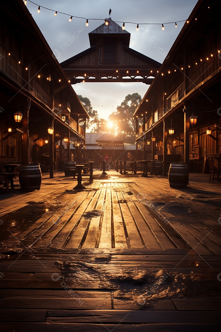 Cenário cidade de madeira antigo