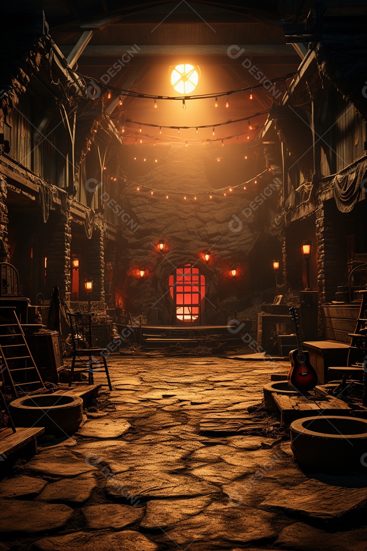 Cenário cidade de madeira