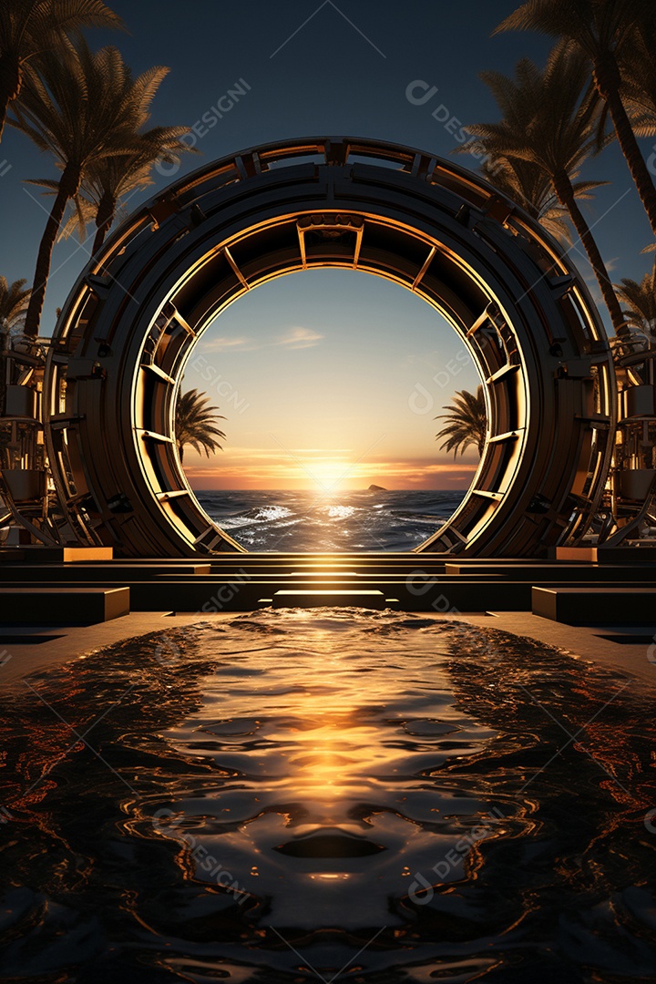 Cenário estrutura show fundo pôr do sol