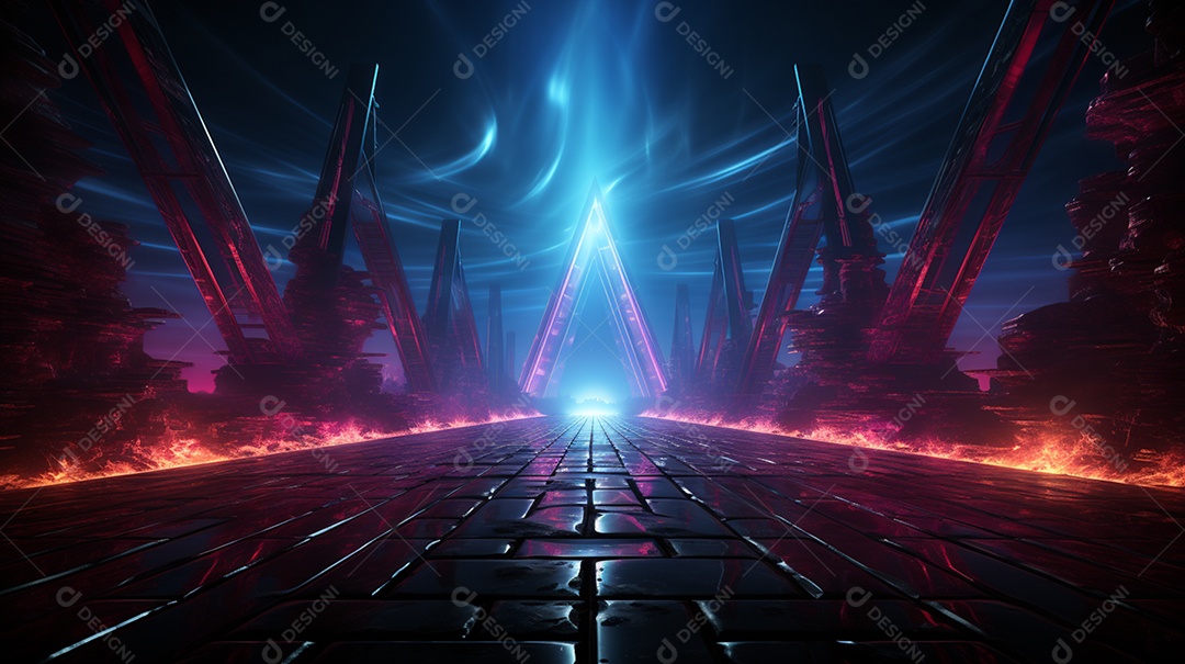 Cenário fundo futurístico luzes neon