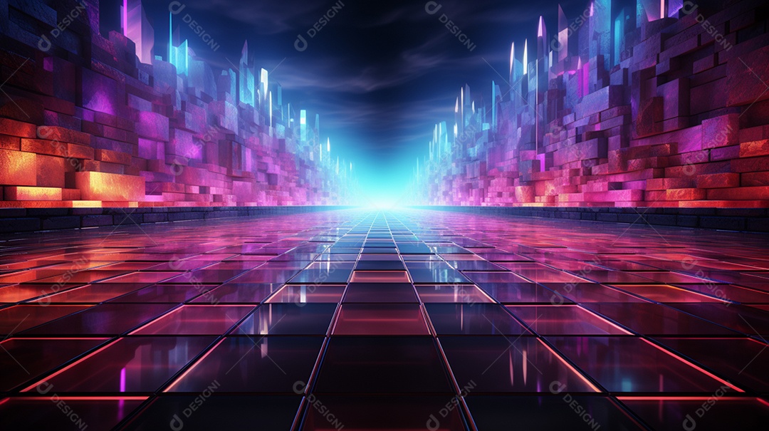 Cenário fundo futurístico luzes neon