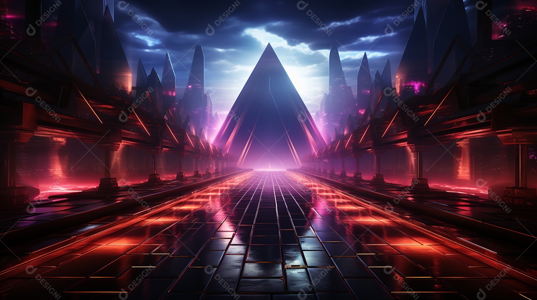 Cenário fundo futurístico luzes neon