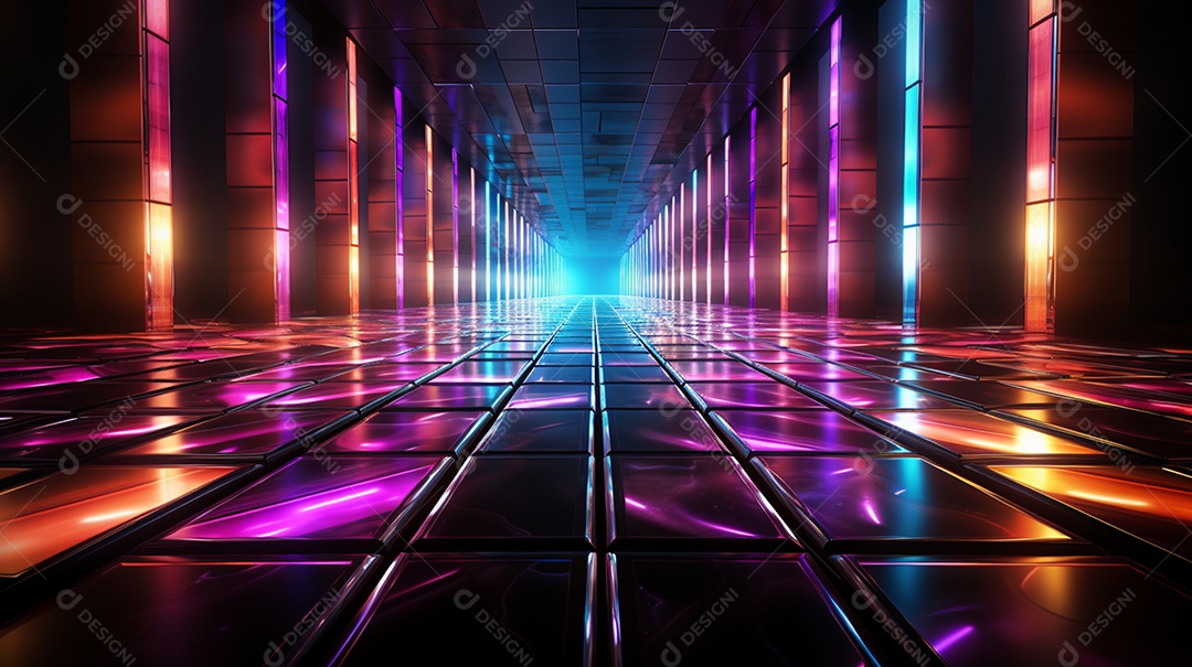 Cenário fundo futurístico luzes neon