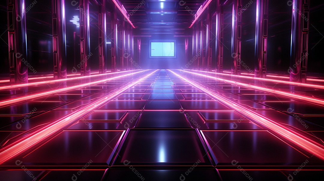 Cenário fundo futurístico luzes neon