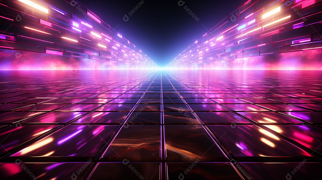 Cenário fundo futurístico luzes neon