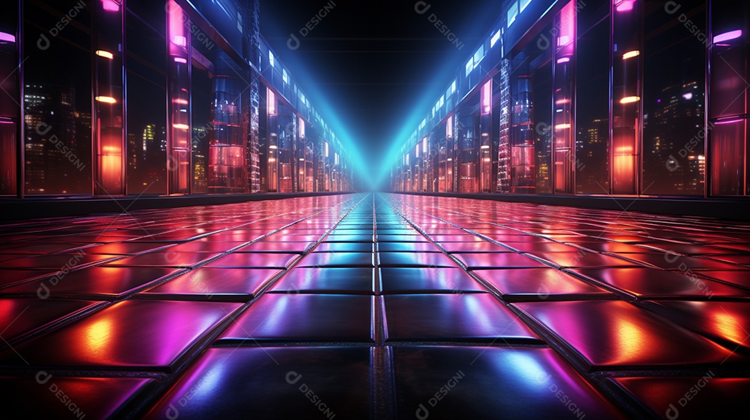 Cenário fundo futurístico luzes neon