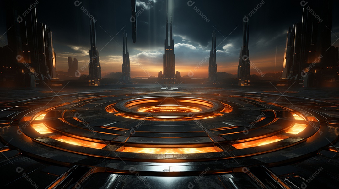 Cenário podium fundo pôr do sol