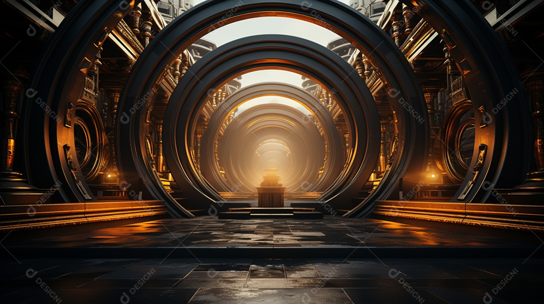 Cenário podium fundo pôr do sol