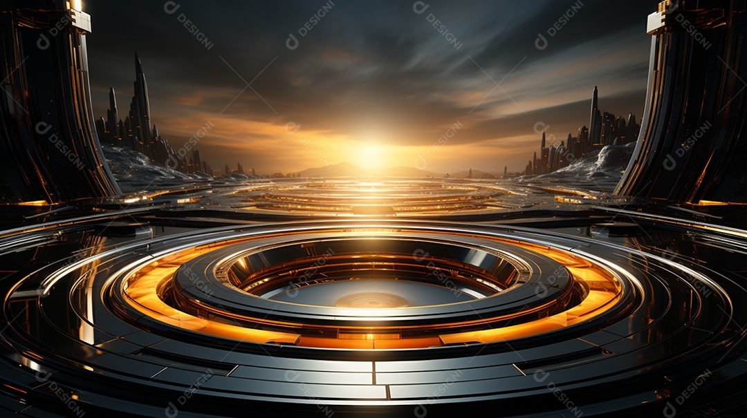 Cenário podium fundo pôr do sol