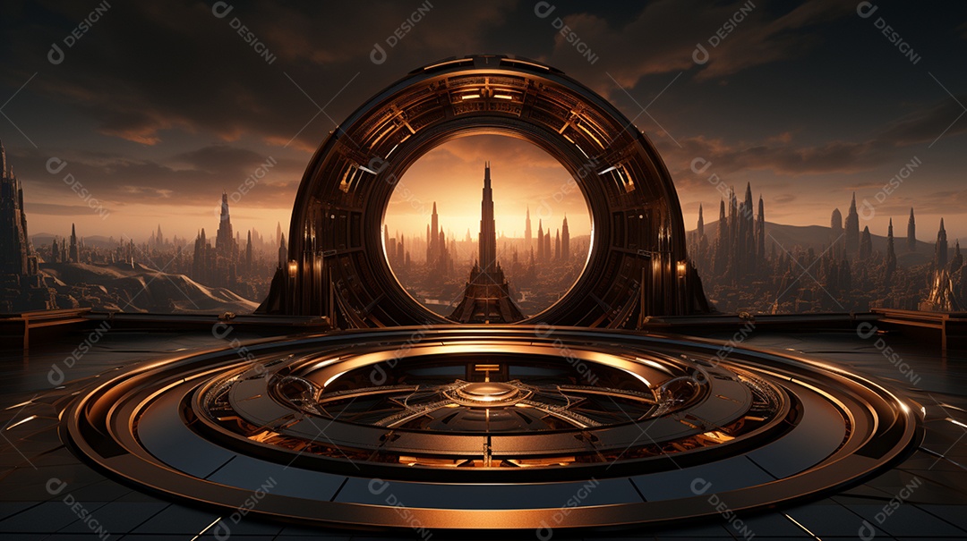 Cenário podium fundo pôr do sol