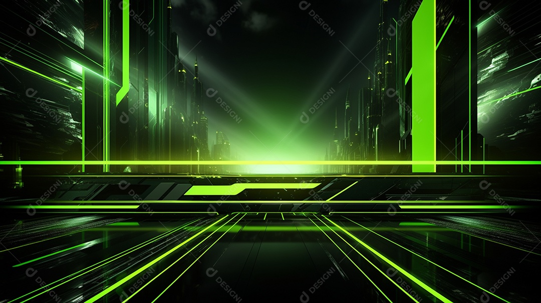 Cenário fundo futurístico luzes neon