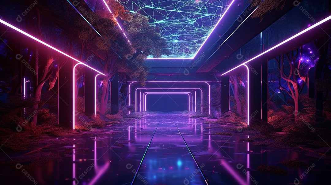 Cenário fundo luzes neon