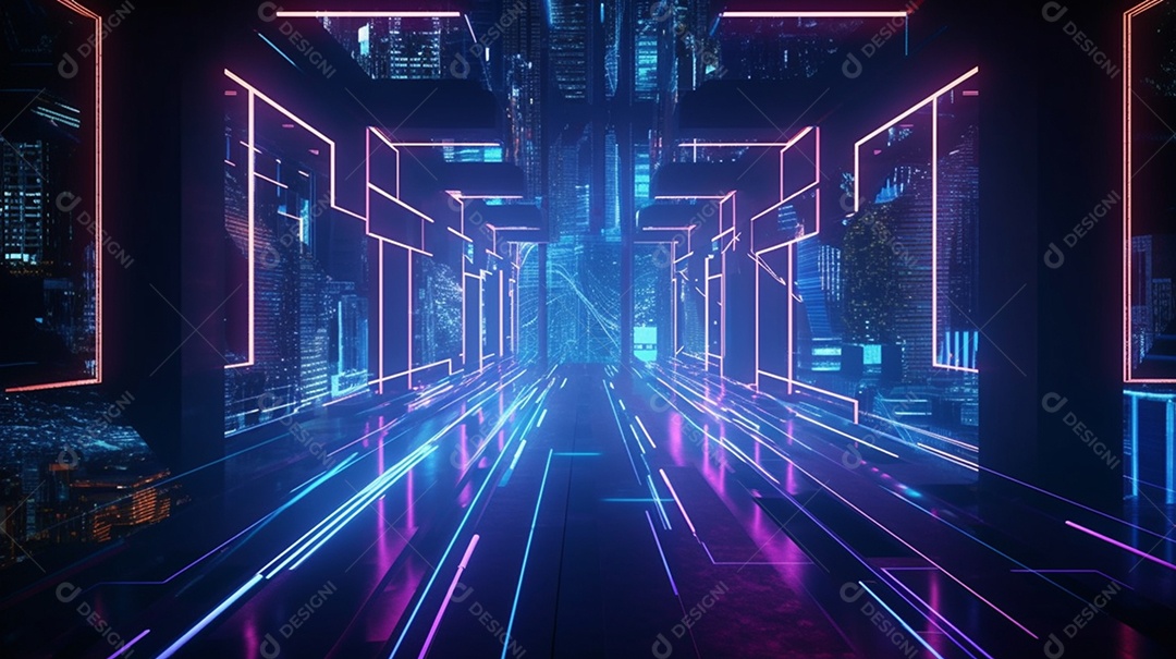 Cenário fundo luzes neon