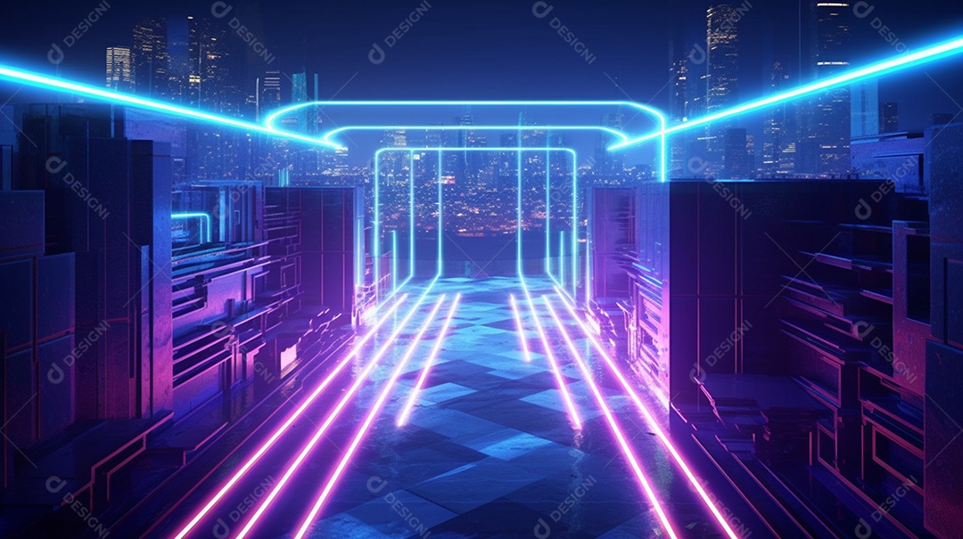 Cenário fundo luzes neon