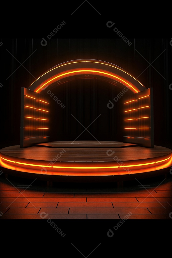 Cenário podium luzes neon