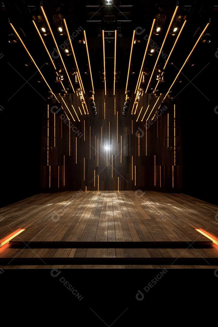 Cenário fundo madeira iluminado