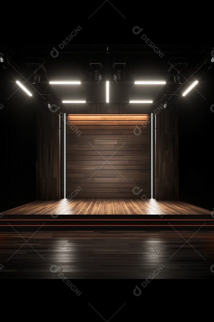 Cenário fundo madeira iluminado