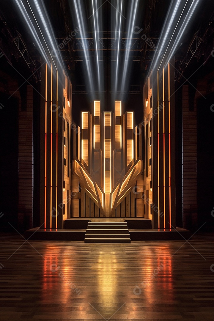 Cenário fundo madeira iluminado