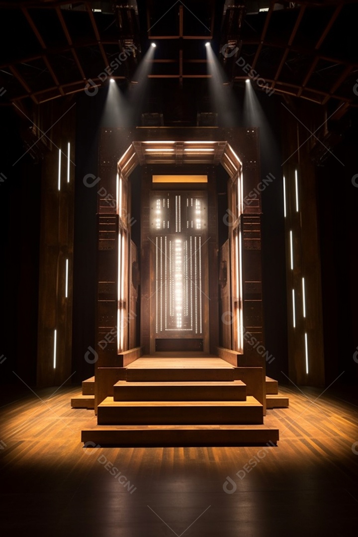 Cenário fundo madeira iluminado